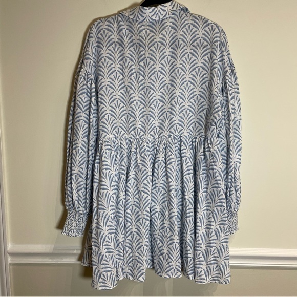 Aura Sky Blue THIS IS YOUR SIGN SKY BLUE PRINT BUTTON FRONT MINI DRESS Medium - Picture 6 of 9